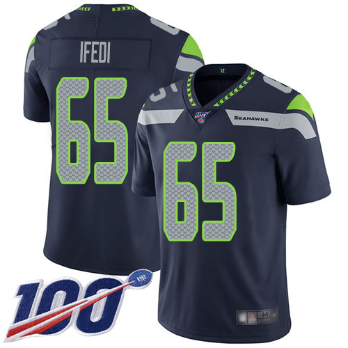 Seattle Seahawks Limited Navy Blue Men Germain Ifedi Home Jersey NFL Football 65 100th Season Vapor Untouchable